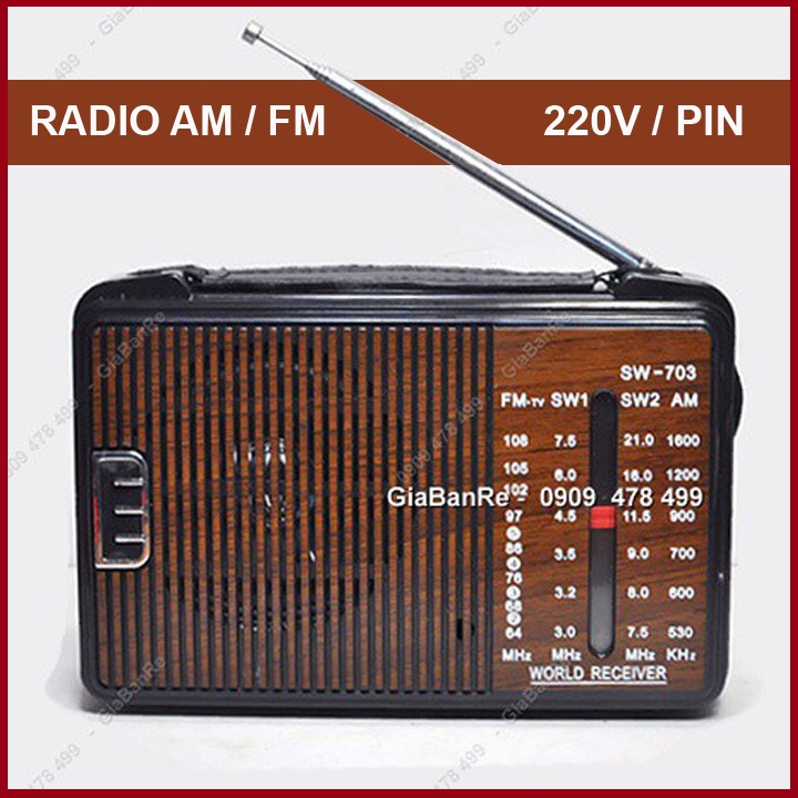 Radio Loa Lớn Kiểu Cổ Điển Siêu Ăng Ten AM FM 220v - Sw703 - 5097