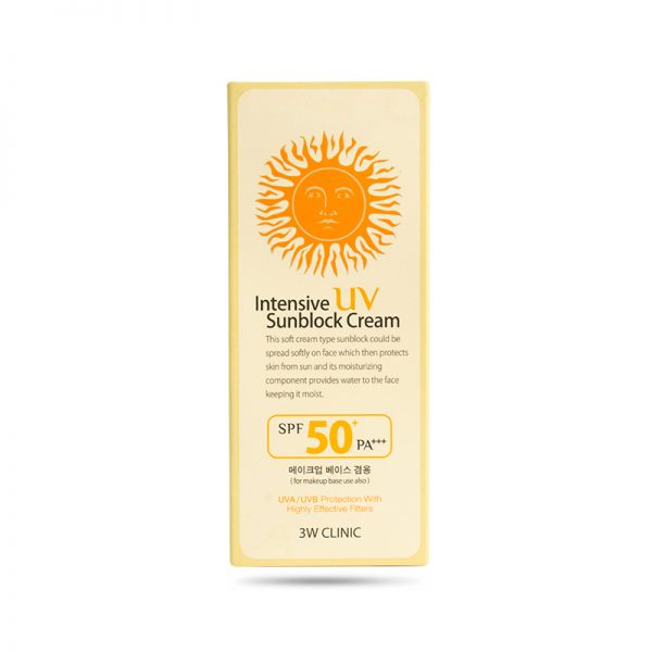 Kem Chống Nắng 3w Clinic Intensive Uv Sunblock Cream Spf 50 + Pa+++ 70 Ml + Tặng 1 mặt nạ dưỡng da Hàn Quốc 3W Clinic