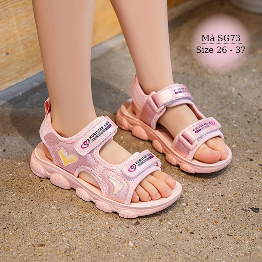Giày sandal bé gái đi học màu hồng dép quai hậu  thoáng khí êm phù hợp cho trẻ em nữ đi học đi chơi SG73