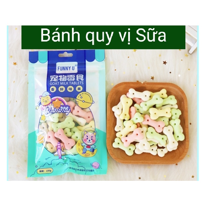 Bánh quy 3 vị - vị bò, vị gà, vị sữa (snack, bánh thưởng) cho chó mèo