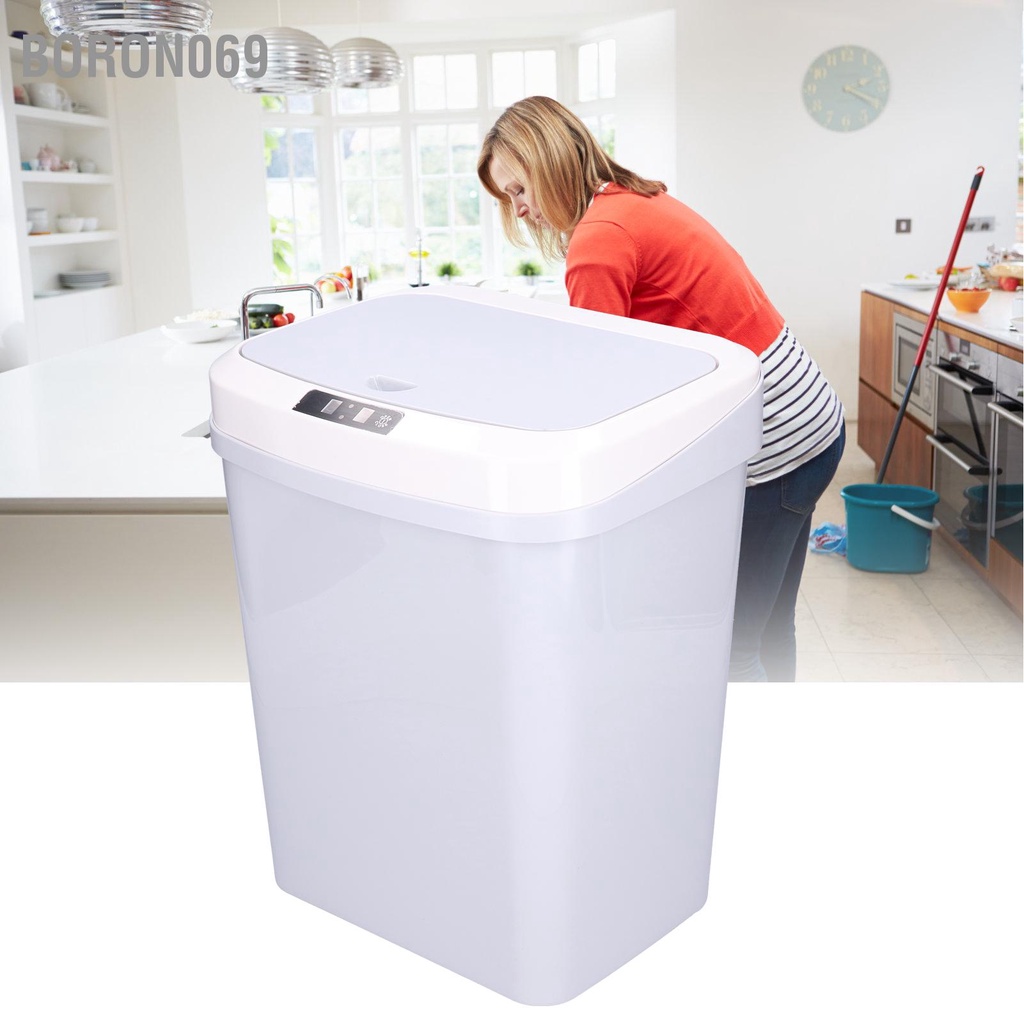 Boron069 Thùng rác cảm biến tự động 15L có nắp đậy cho phòng ngủ nhà bếp Phòng tập thể