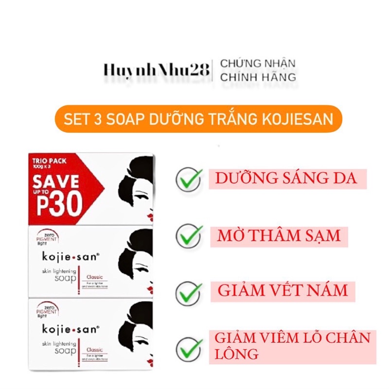 SET 3 SOAP XÀ PHÒNG KOJIESAN DƯỠNG SÁNG DA