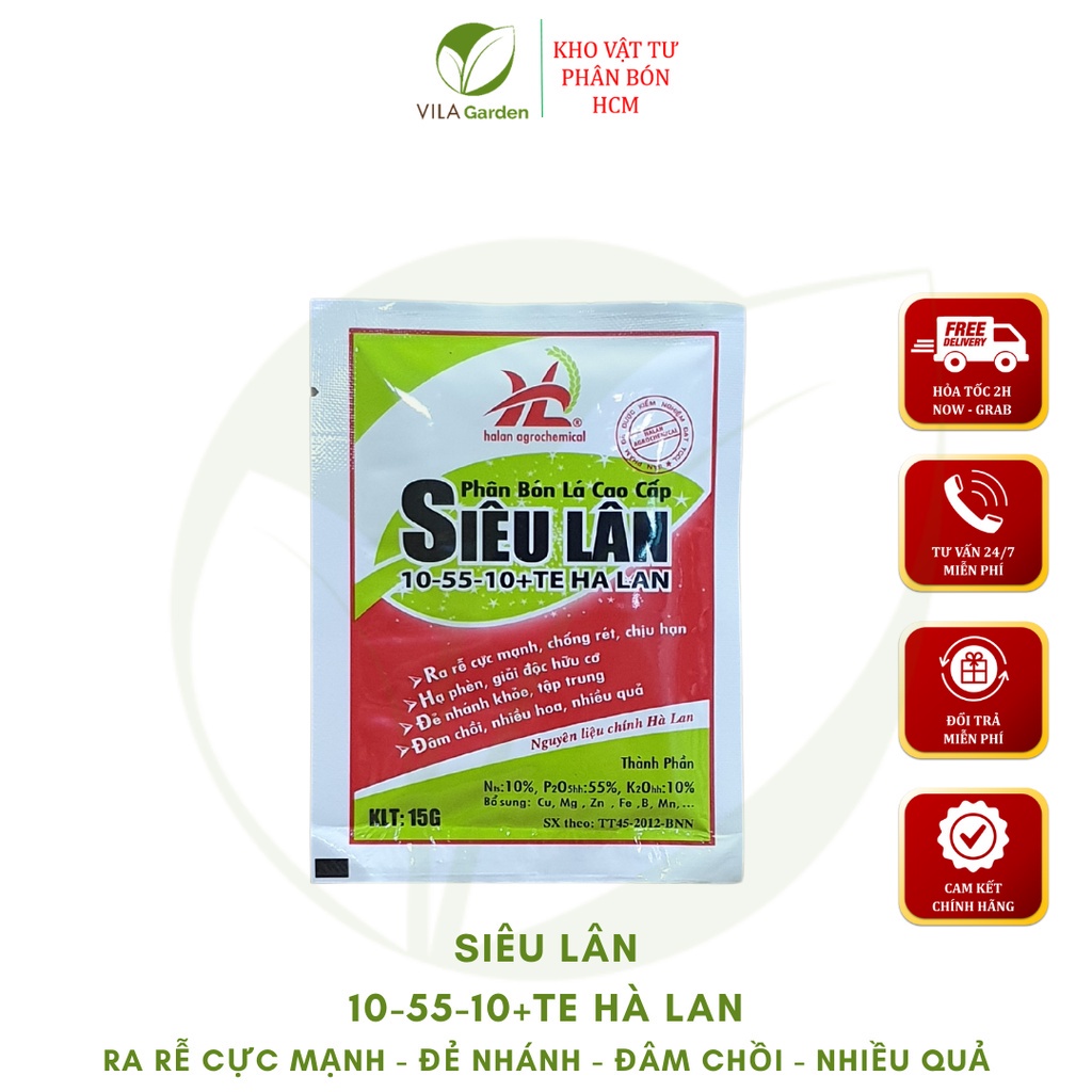 Phân Bón Lá Siêu Lân, Siêu lân đỏ 10-55-10+TE Hà Lan (gói 15g)