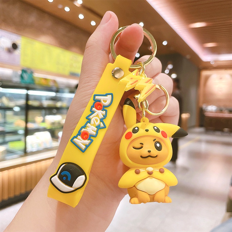 Móc khóa Pokemon đội mũ phong cách điệu đà đáng yêu, móc khóa xe máy Pikachu và Vịt Ngốc Nghếch chuẩn Hot Trend Tik Tok