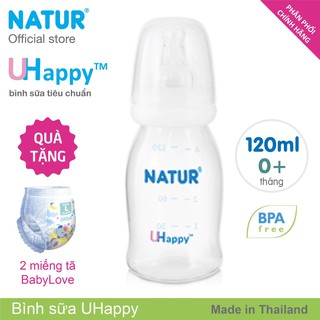 Bình sữa mở đáy Natur UHappy 120ml