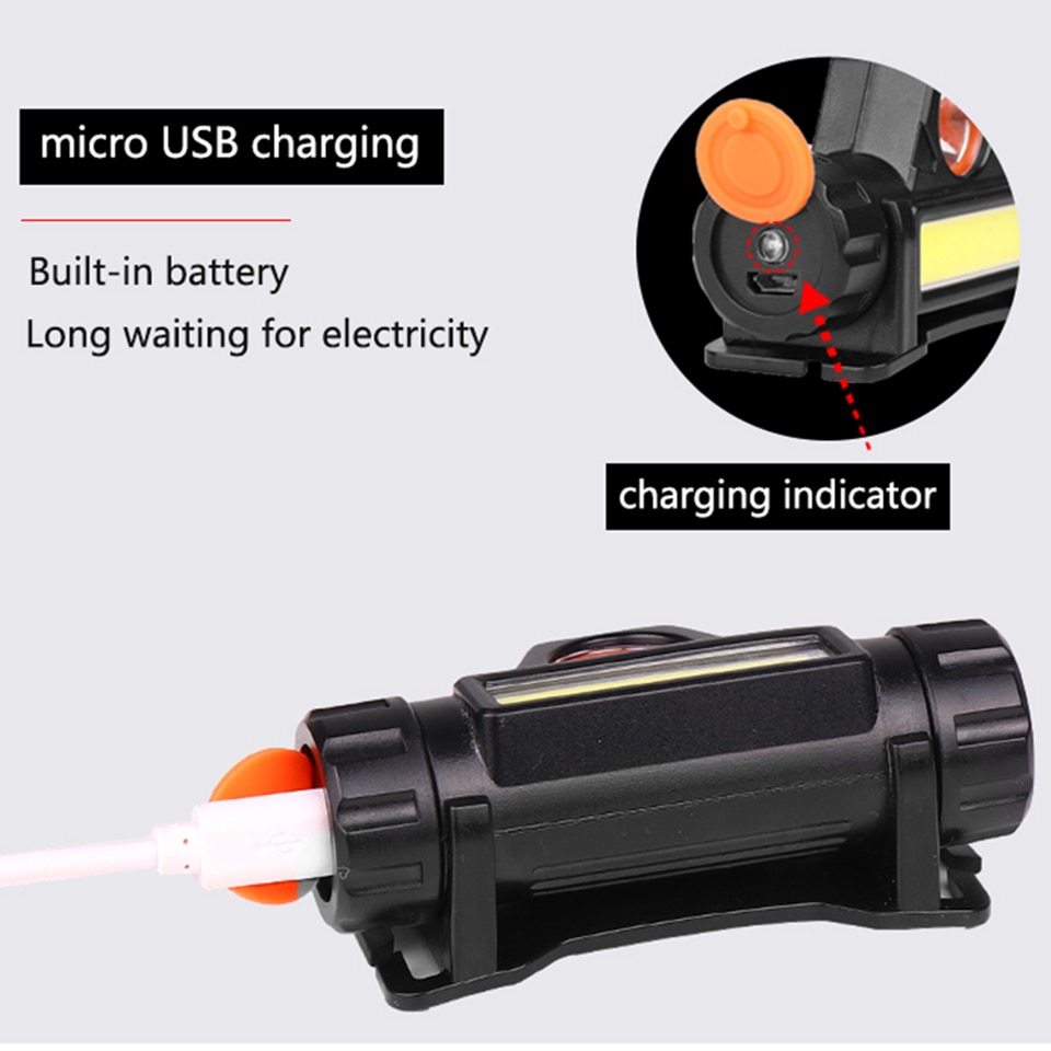 Đèn Pin Cob Led Đeo Đầu Cảm Biến 2500lm Kèm Dây Cáp Usb