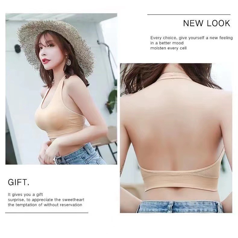 Áo ba lỗ nữ ngược trơn áo croptop ôm chất thun gân mềm mát Áo hở lưng choàng dây dáng