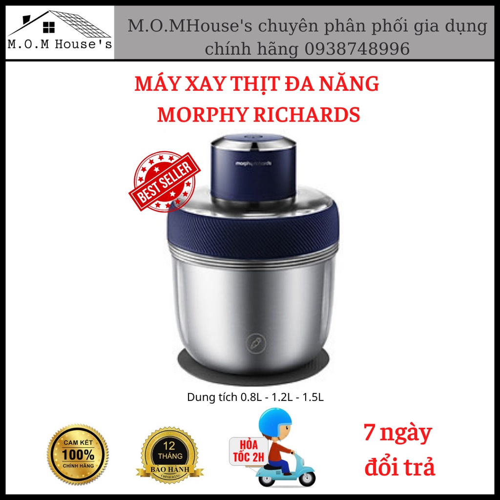 Máy xay thịt đa năng Morphy Richards_SnapKitchen_M.O.M House's_Công suất 350W_3 cối inox_chế độ bóc tỏi, làm chà bông