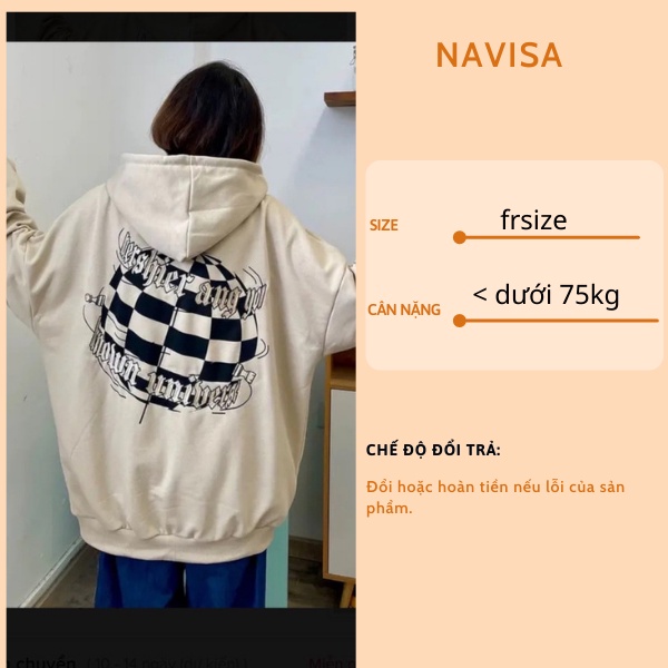 Áo khoác nỉ nữ hoodie form rộng cute hàn quốc NAVISA M392