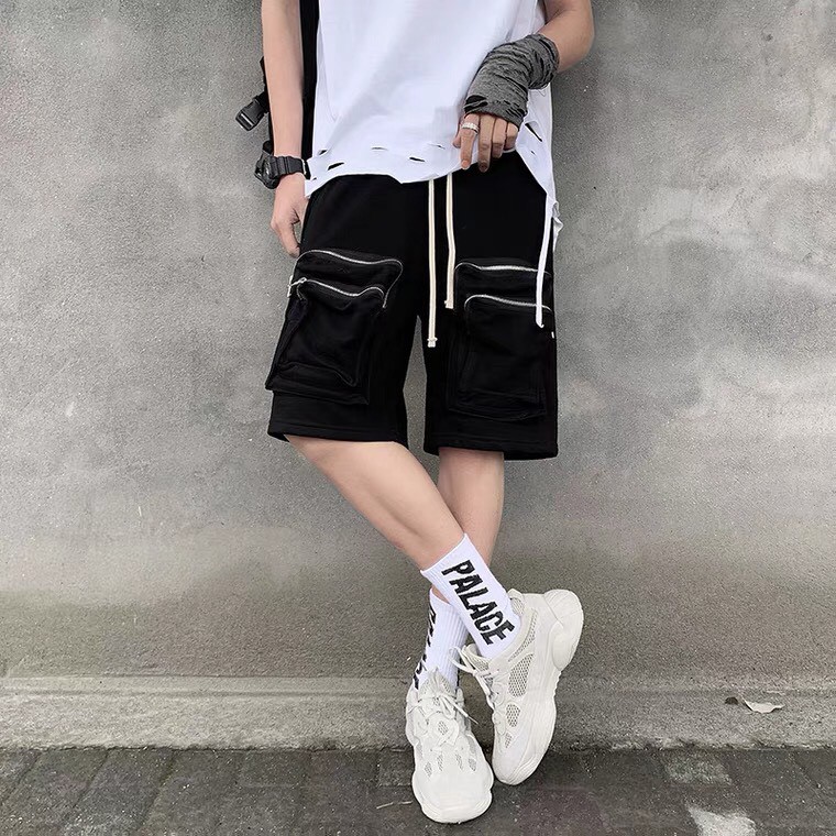 Quần Short KaKi Đen Túi Hộp 2 Túi Khóa Unisex ( Kaki co giãn)