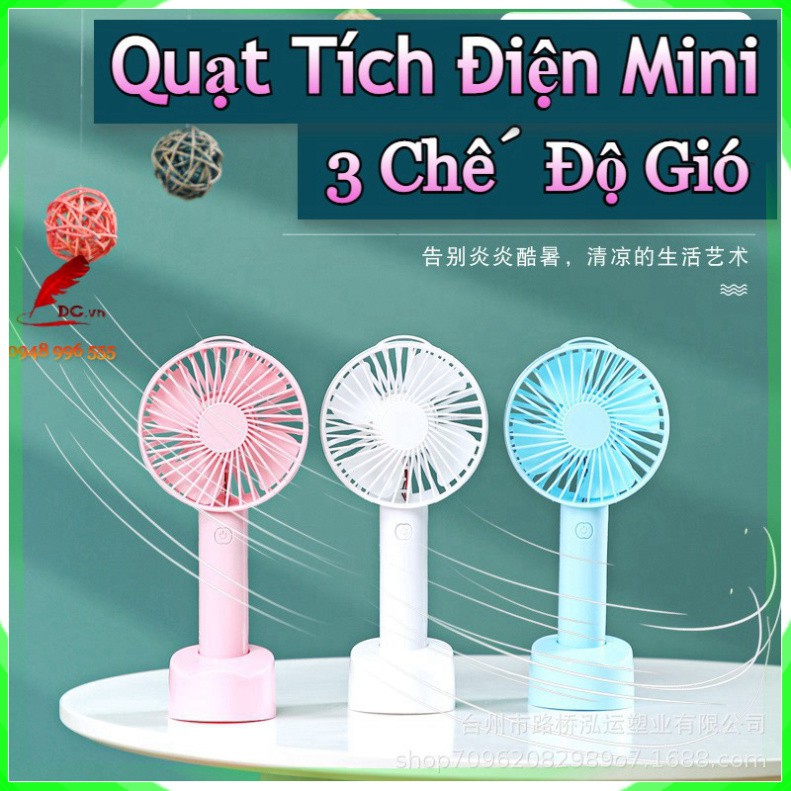 Quạt Mini Cầm Tay Tích Điện Sạc Usb Loại Máy Nhỏ Để Bàn 3 Cấp Độ Gió Làm Mát Nhỏ Gọn Siêu Tiện Lợi - giadung_tongkho_hn