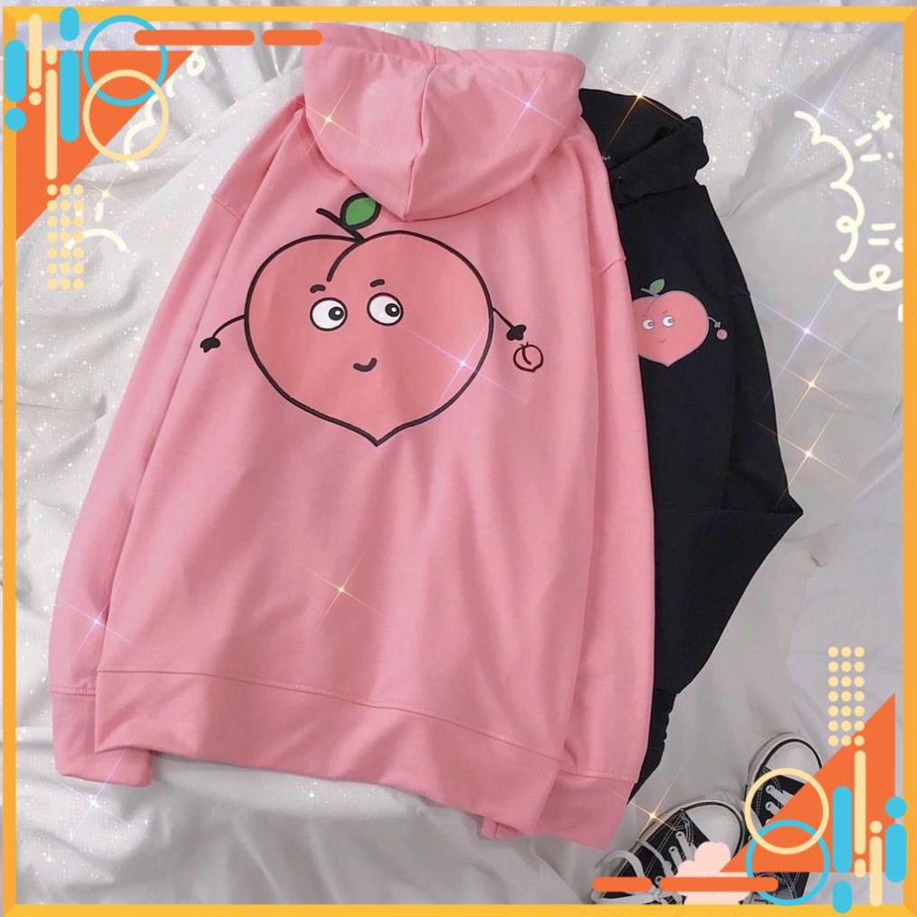 Áo Hoodie Unisex nam nữ form rộng có dây kéo, nón 2 lớp chui đầu in hình trái bơ phong cách Ulzzang Hàn Quốc