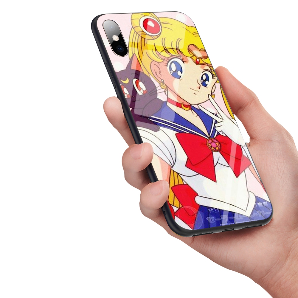 Q100 Sailor Moon Animation Cartoons iPhone SE 6 6s 7 8 Plus Xs 11 Pro Max X XR Tempered glass Soft Case | BigBuy360 - bigbuy360.vn