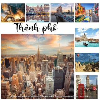 🌸DIY-TRANH TÔ MÀU SỐ HÓA-THÀNH PHỐ🌸40-50 GỒM MÀU VẼ,CỌ, ĐÓNG SẴN KHUNG🌸Trang trí -decor