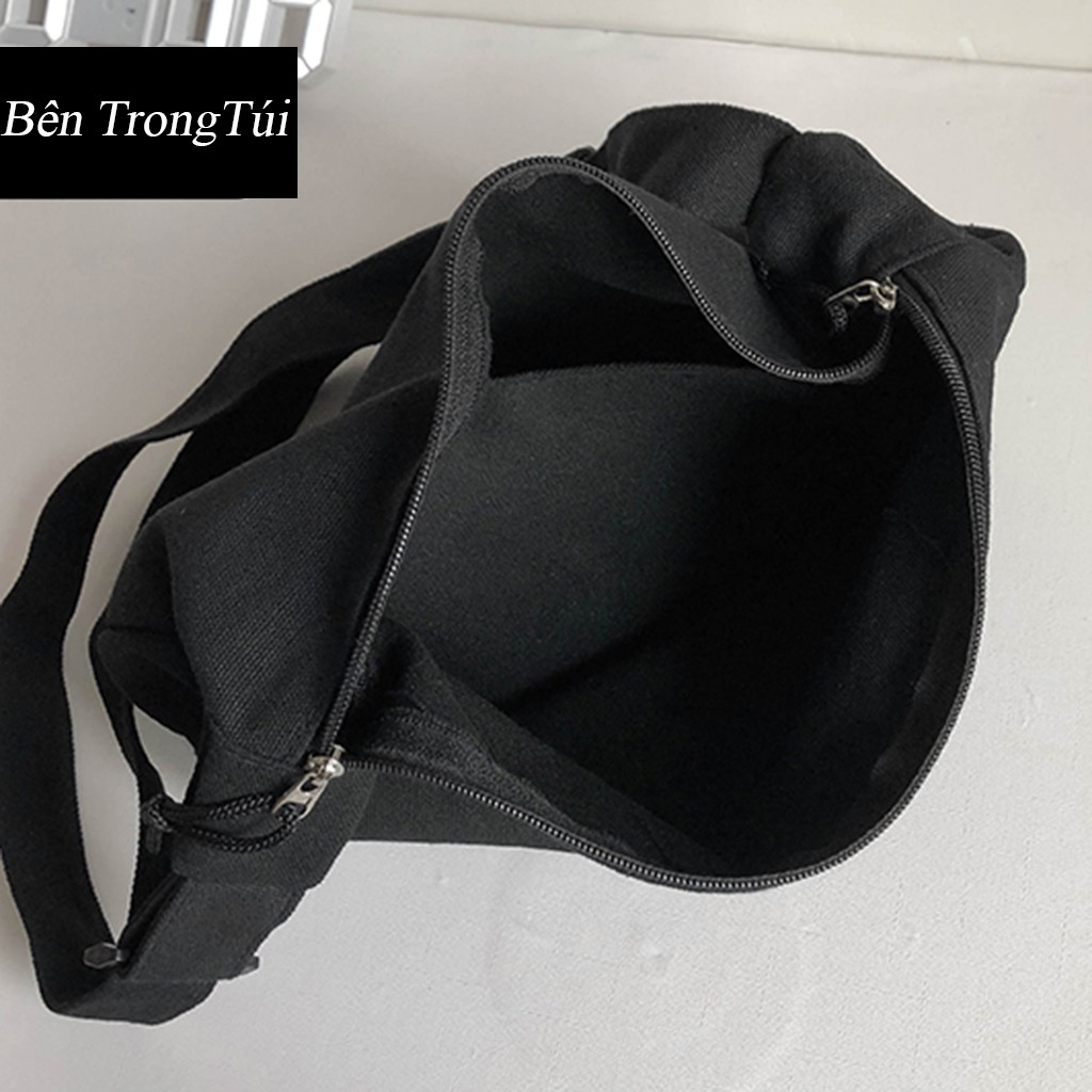 Túi Tote Vải Canvas Đeo Chéo Basic Thời Trang Hàn Quốc