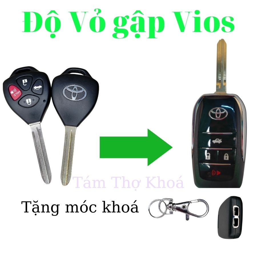 4 Nút  Vỏ Chìa Khoá Độ Gập Xe Toyota Innova, Fortuner, Vios, Yaris, corolla Altis, Camry...