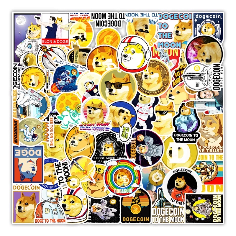 Hình Dán Sticker DogeCoin Chống Nắng, Chống Nước Dán Mũ Bảo Hiểm, Vali, Điện Thoại