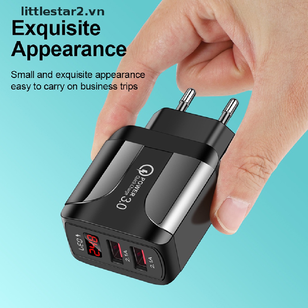 Hub sạc nhanh 2.4A 2 cổng USB QC3.0 màn hình LED hiển thị