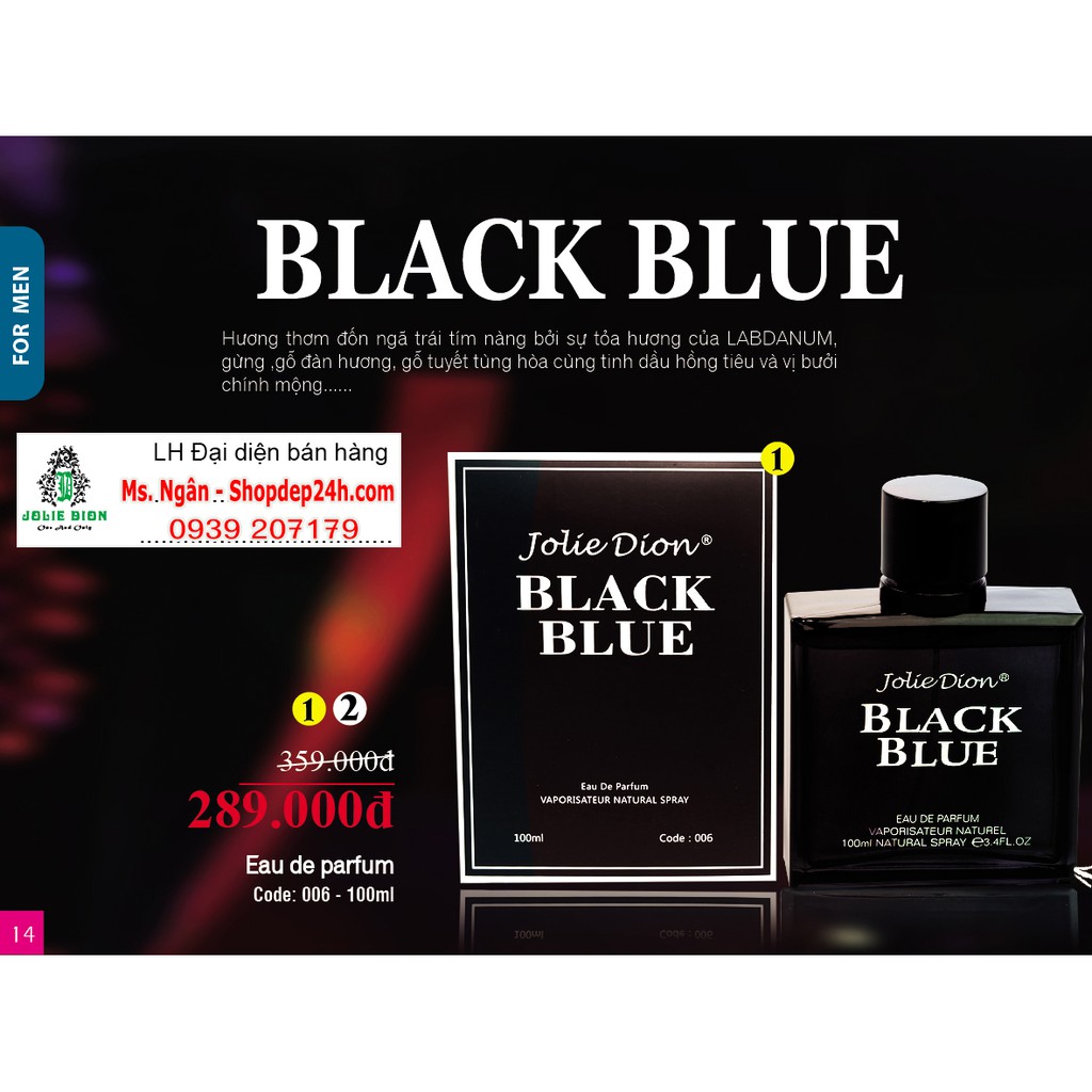 NƯỚC HOA NAM JOLIE DION BLACK BLUE EAU DE PARFUM 100ml