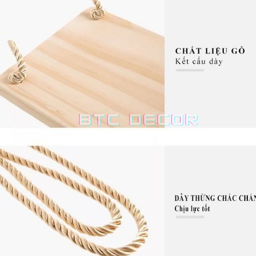 Kệ Gỗ Thông Treo Tường Dây Thừng BTC DECOR Phong Cách Hàn Quốc - Chống mối mọt, chịu lực tốt - Bảo Hành 12 Tháng