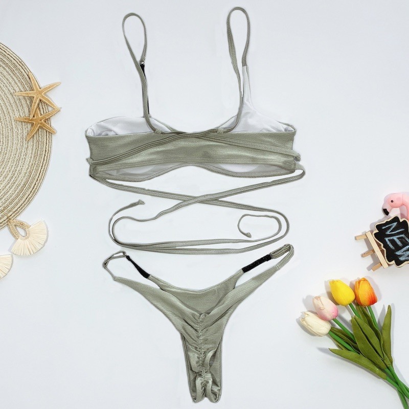 [BKN1138] &lt;ÂU&gt; SET BIKINI ÁNH NHŨ XANH MINT QUẦN THONG/LỌT KHE (CHUN MÔNG)