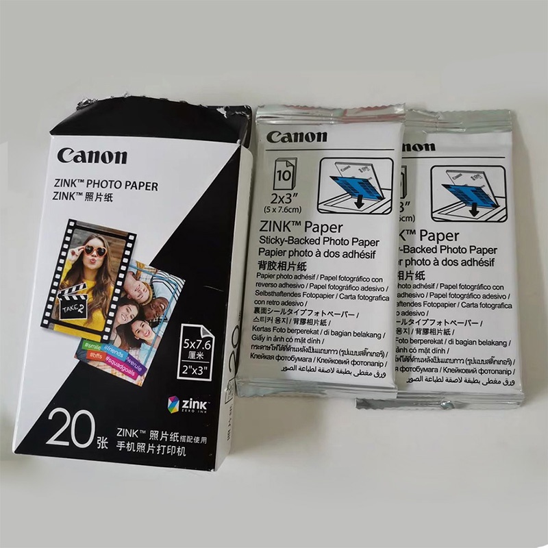 CANON Set 20 / 40 Tấm Giấy In Ảnh Tự Dính 2x3 inch  zp 2030 5x7.6 cm Bằng Pvc 123 mini