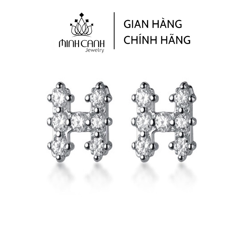 Hoa Tai Bạc Chữ H Đính Đá - Minh Canh Jewelry