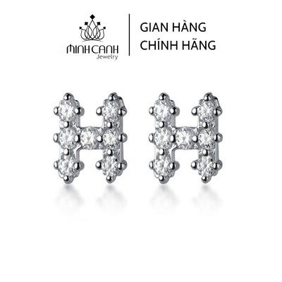 Hoa Tai Bạc Chữ H Đính Đá - Minh Canh Jewelry