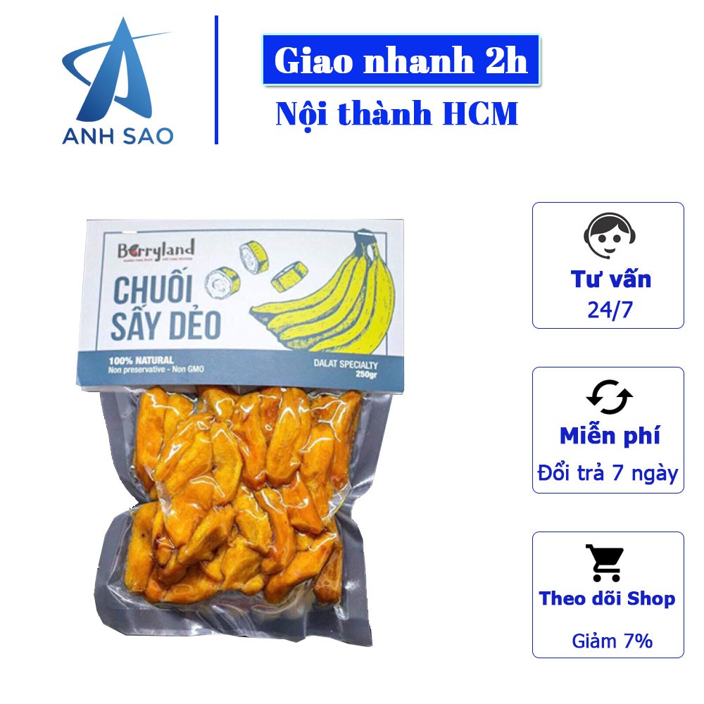 Chuối sấy dẻo Berryland 250g - Đặc sản Đà Lạt - đồ ăn vặt quà tặng ý nghĩa