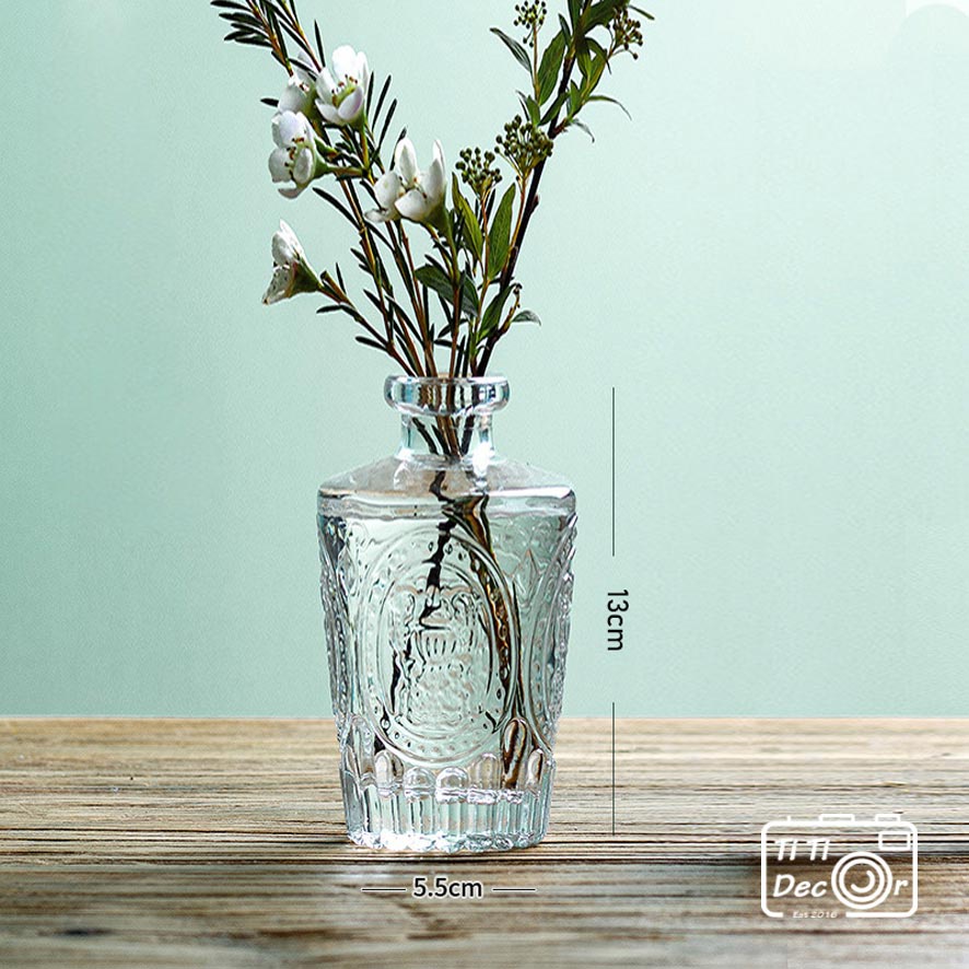 Bình Hoa Pha Lê TiTi Decor, Lọ Hoa Thủy Tinh Phong Cách Vintage, Bình Decor Bắc Âu