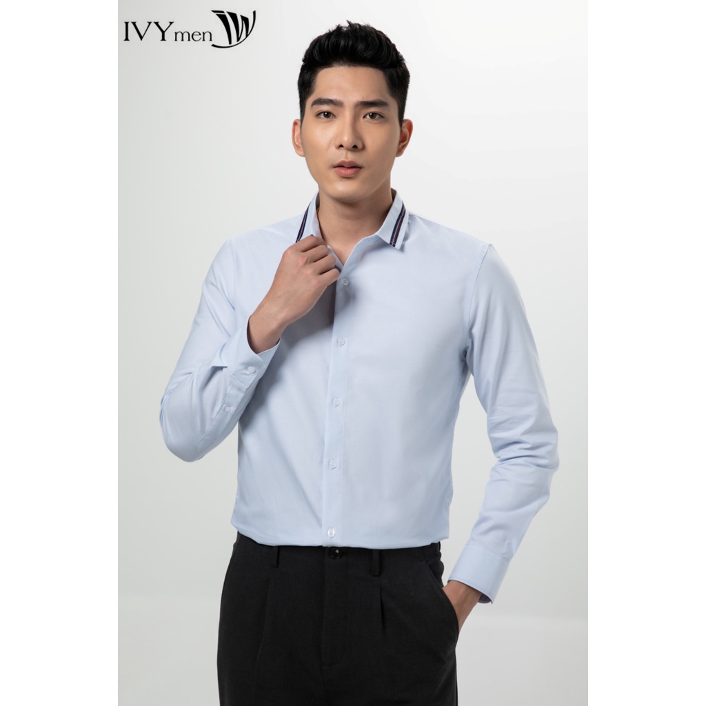 Áo sơ mi nam phối line cổ IVY moda MS 17E3319