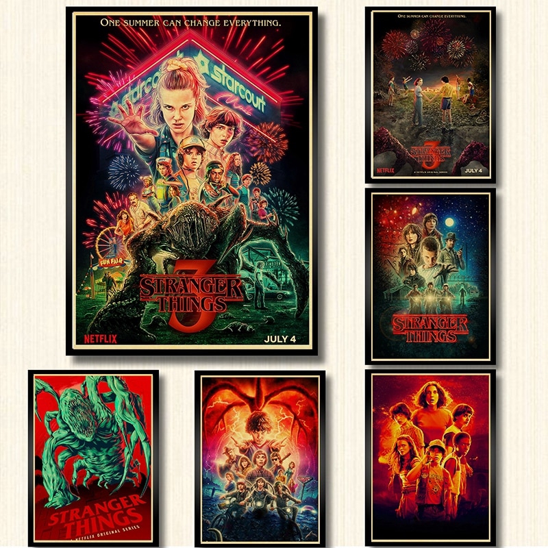 Tranh treo tường hình phim Stranger Things Season 3 bằng giấy Kraft kích thước 42*30cm 2019