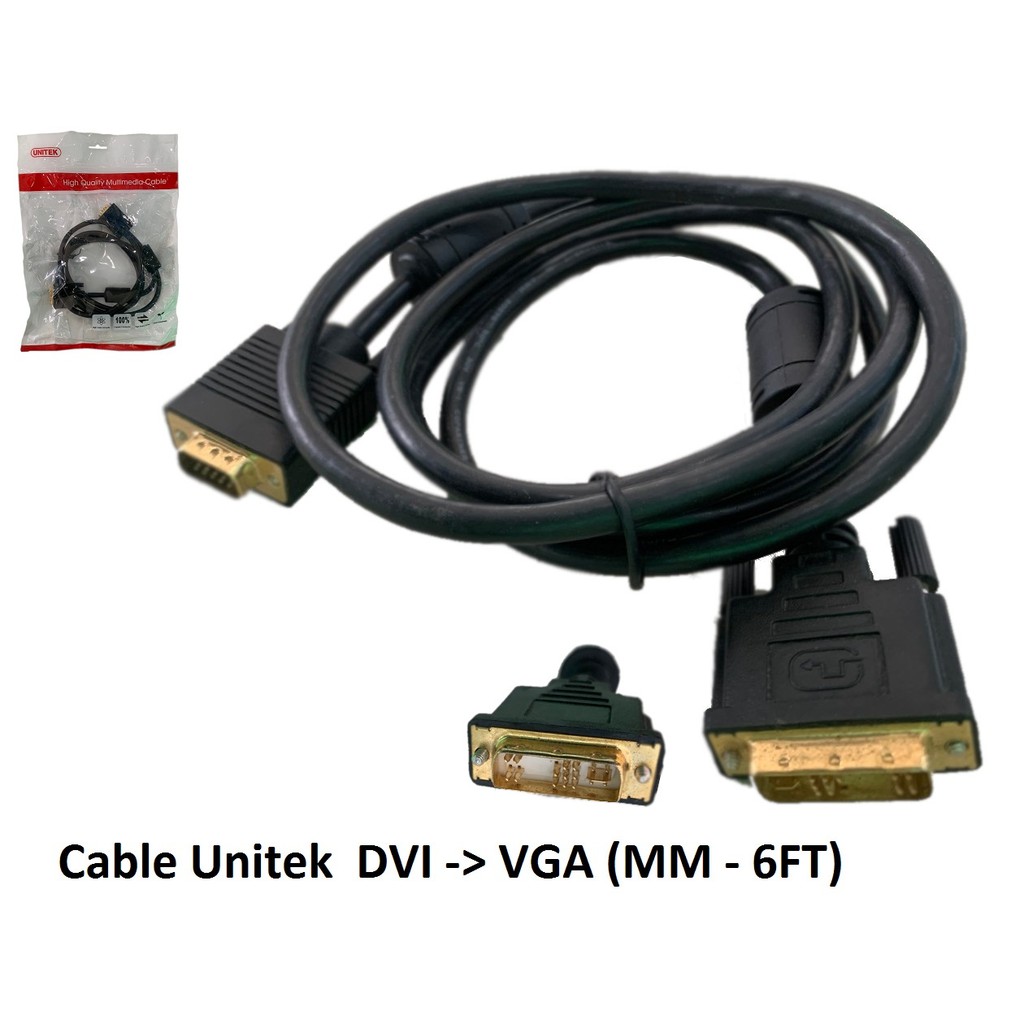 Cáp Chuyển DVI sang VGA Unitek MM 6FT, CÁP CHUYỂN DVI A SANG VGA