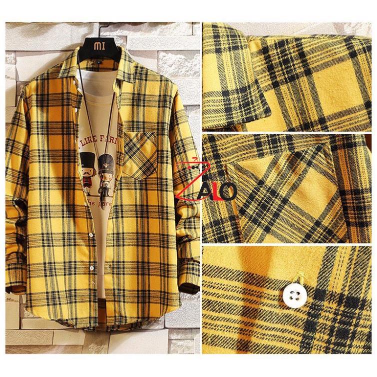 Áo caro sơ mi nam nữ Flannel cao cấp, áo somi trắng nữ hot trend hiện nay