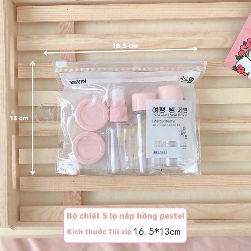 Bộ chiết mỹ phẩm, lọ chiết mỹ phẩm trong suốt kèm túi zip đi du lịch tiện lợi-Tiệm Cói Cô Lê
