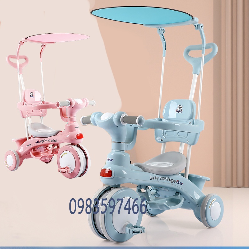 Xe Đạp 3 Bánh Có Cần Đẩy MÁI CHE , CÓ NHẠC