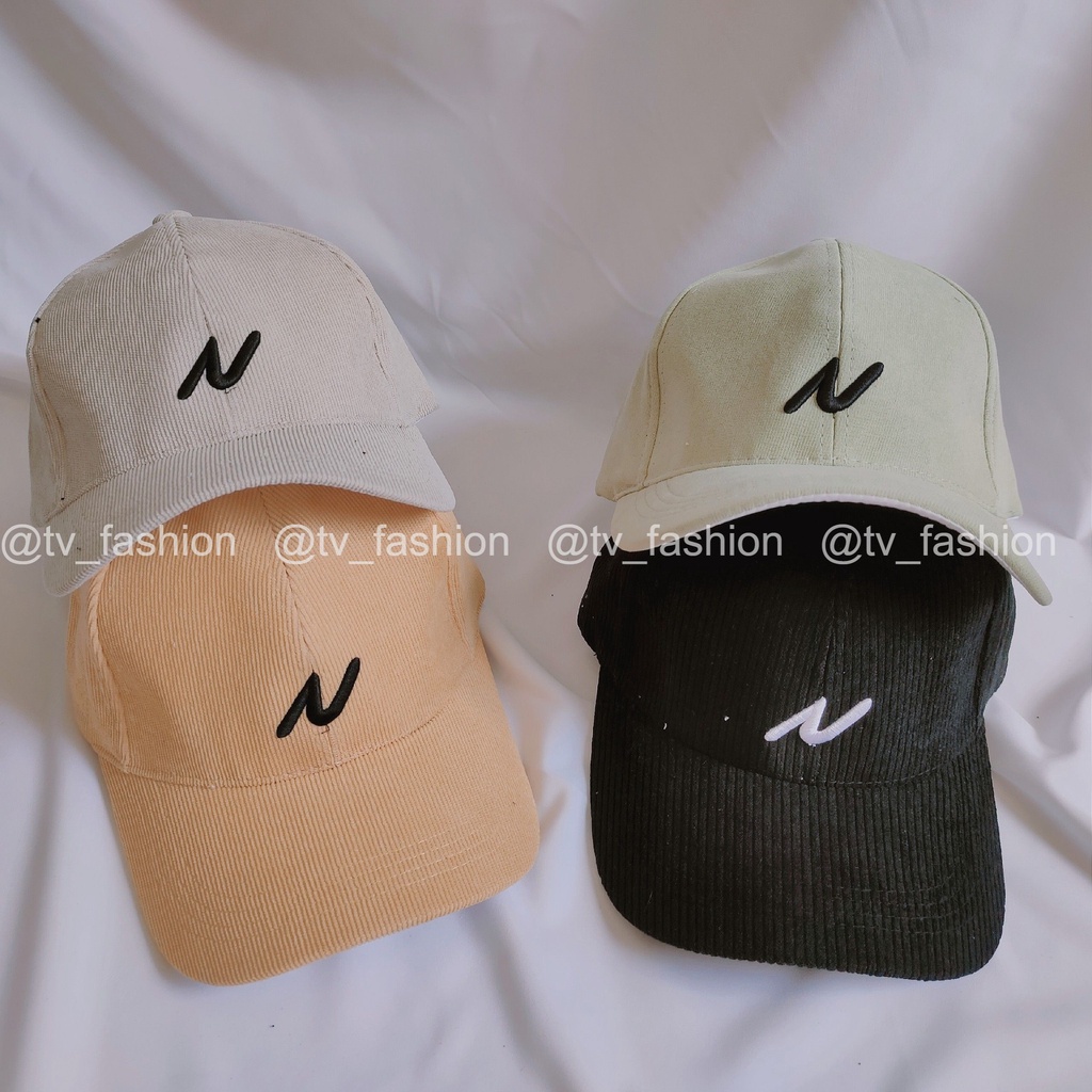 Mũ lưỡi Trai Nam Nữ Thể Thao Chất Vải Nhung Chữ N Nghiêng Ulzzang