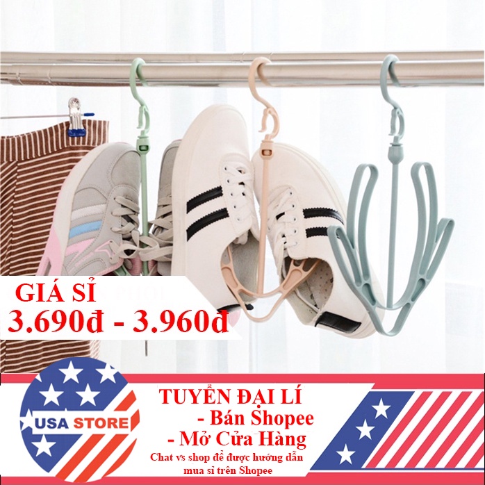 Khung Móc Treo Phơi Giày Dép Thông Minh Đa Năng Kiểu 2 - 4 LÀN K2 Gọn Gàng - Xoay 360 Độ Tiện Dụng