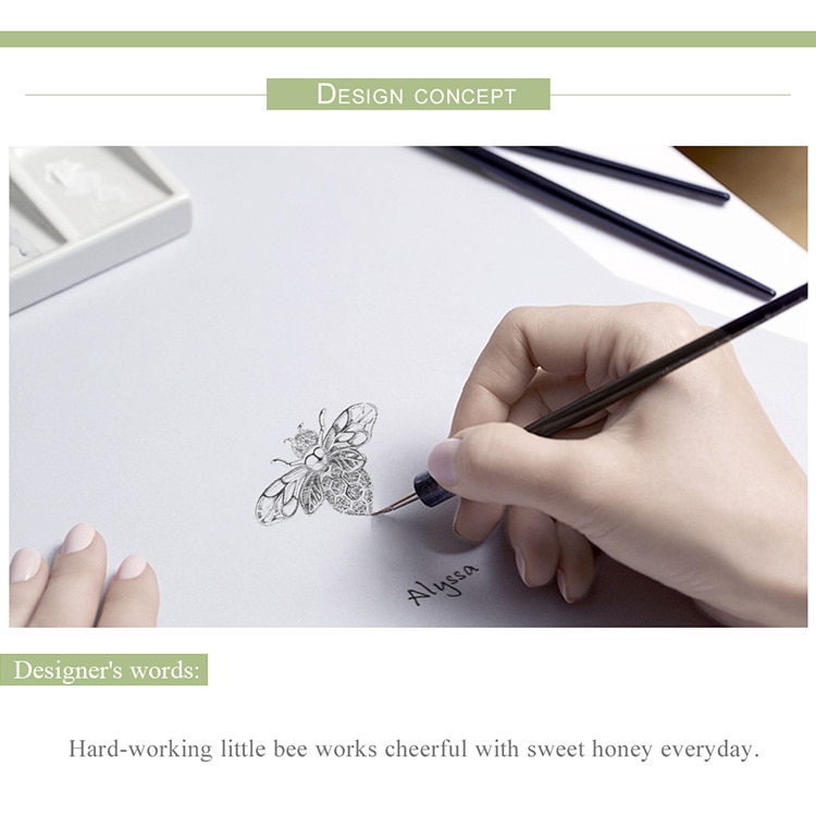 Bamoer Hạt Charm Bạc 925 Hình Con Ong Đính Đá Pha Lê DIY Sang Trọng Cho Nữ