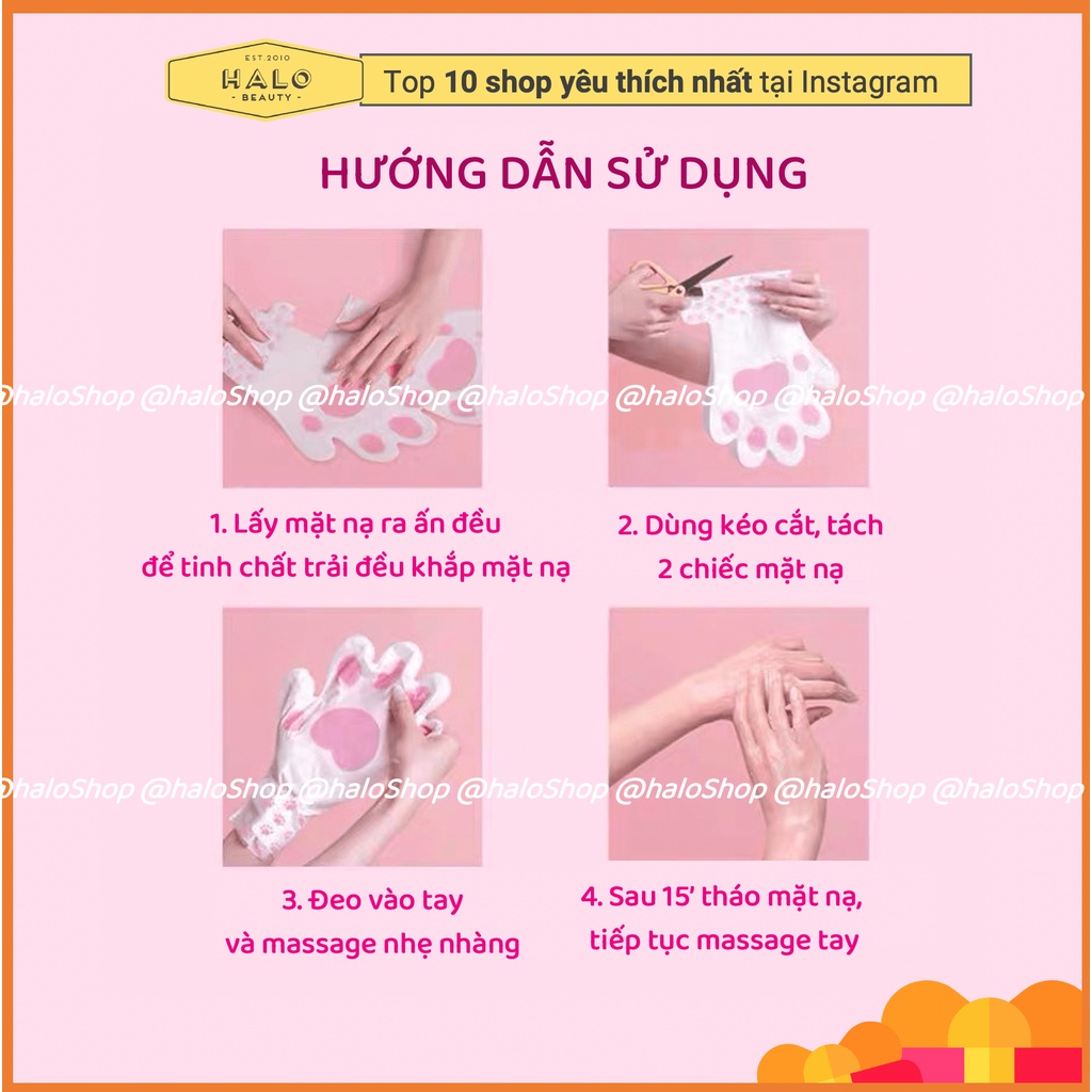 Mặt nạ tay mèo dưỡng da tay dưỡng ẩm làm trắng, giảm nếp nhăn, mềm mịn nội địa Trung