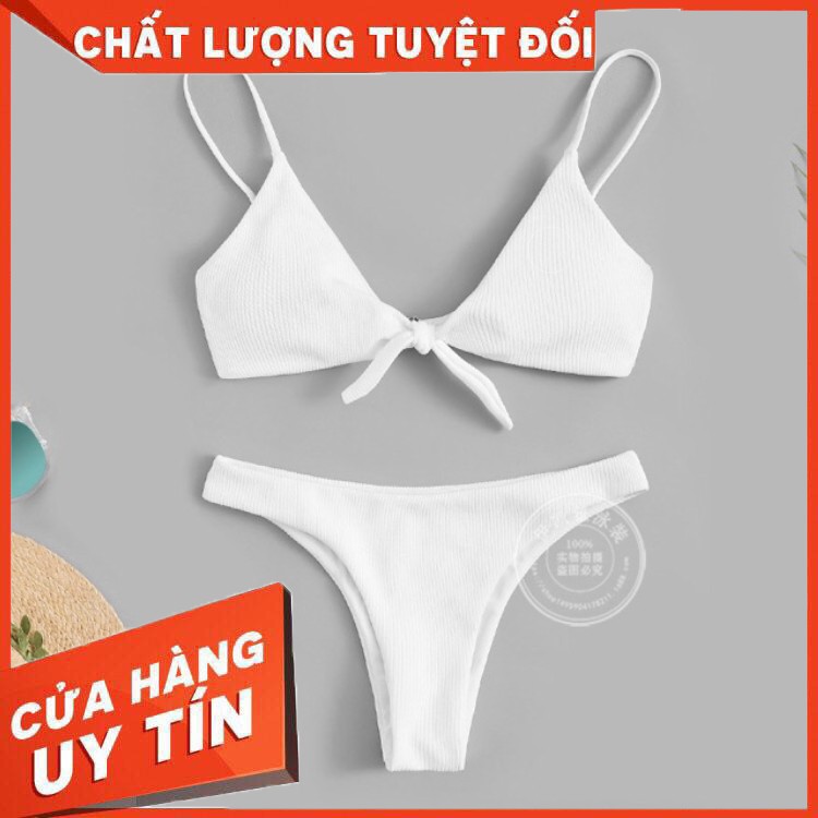 HÀNG CAO CẤP -  [NHIỀU MÀU] BIKINI CHẤT THUN TĂM 2 DÂY BUỘC NƠ STYLE ÂU MỸ  - Hàng Cao Cấp