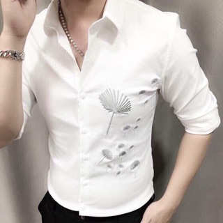 Áo somi nam lụa thêu họa tiết