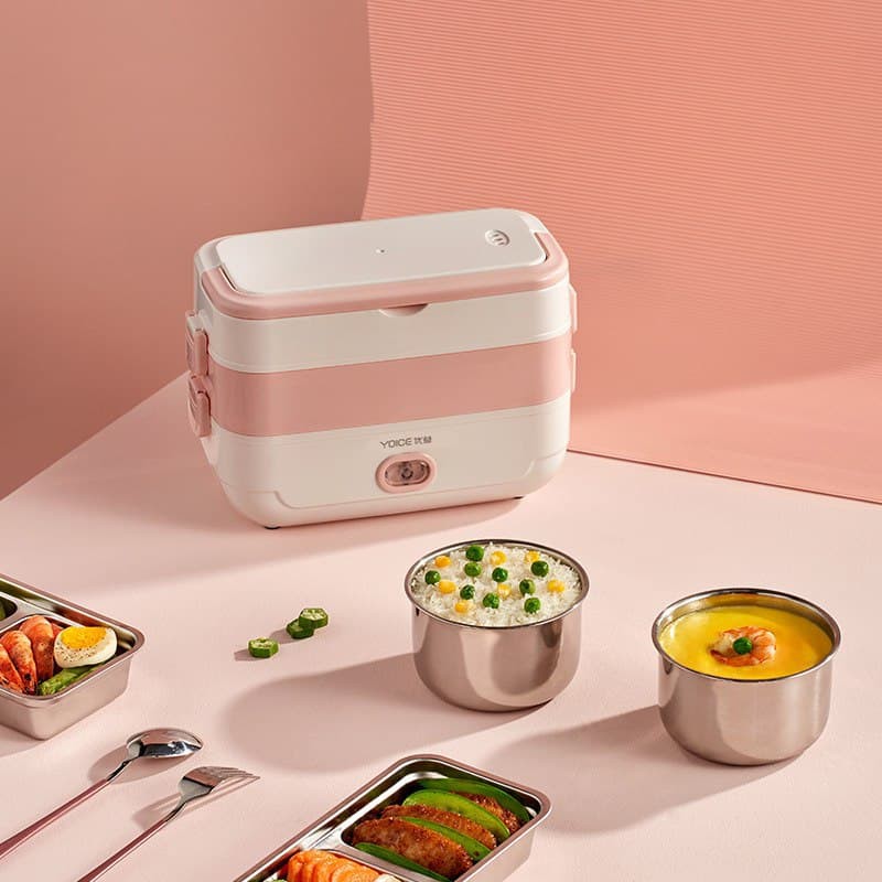 Hộp cơm hâm nóng, hộp cơm giữ nhiệt, hộp cơm cắm điện YOICE VUÔNG Y-FH5A có 3 tầng nhẹ gọn tiện lợi khi mang đi làm | BigBuy360 - bigbuy360.vn