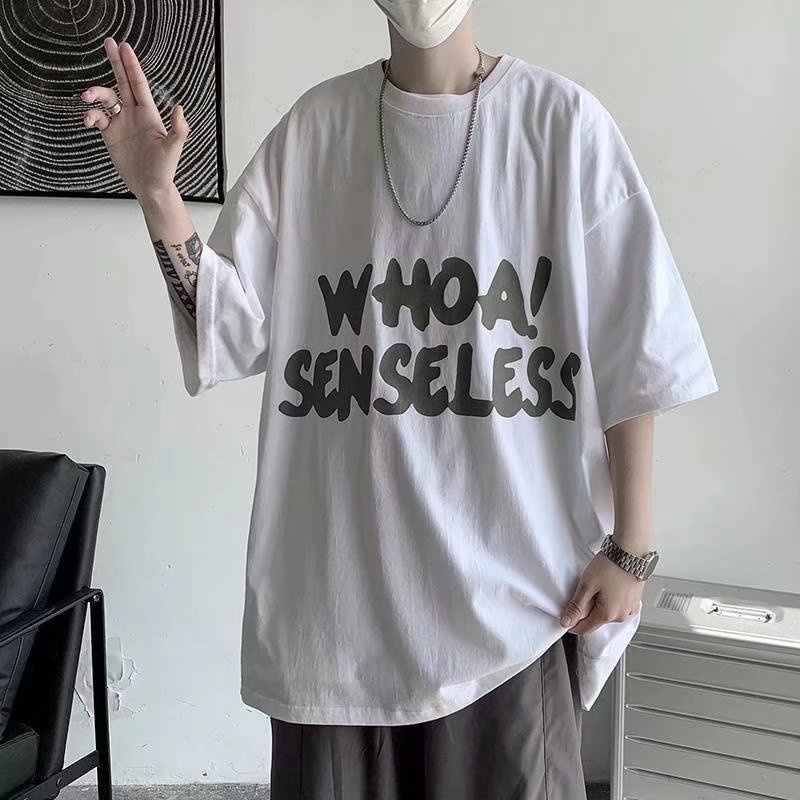 Áo Thun Tay Ngắn Dáng Rộng In Chữ Thời Trang Mùa Hè Cho Nam Và Nữ size M-8XL