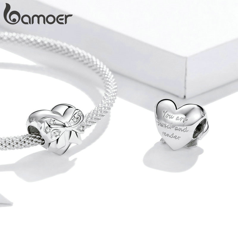 Hạt Trang Sức Bamoer BSC213 Bạc Sterling 925 Hình Trái Tim Tượng Trưng Cho Ngày Của Mẹ