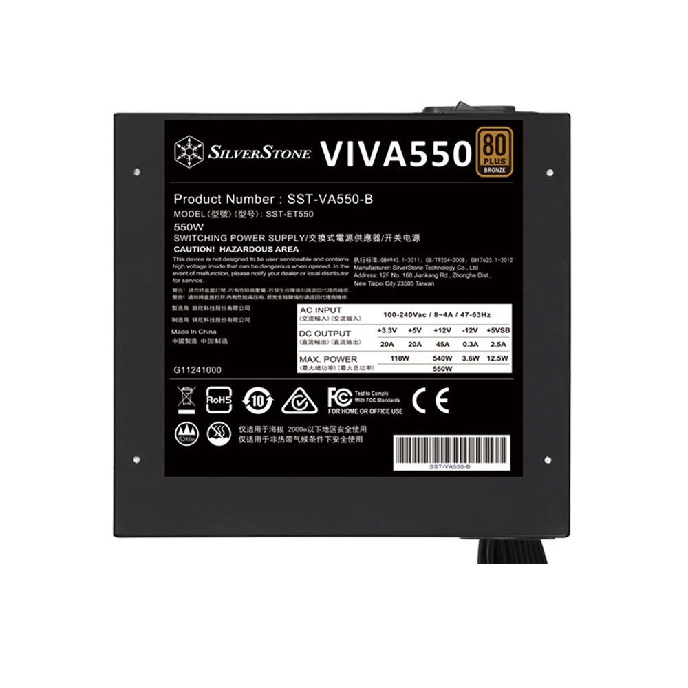 Nguồn SILVERSTONE Viva550 550W 80 Plus Bronze