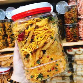 Cơm cháy lắc khô gà kèm sốt siêu ngon hộp 600gr