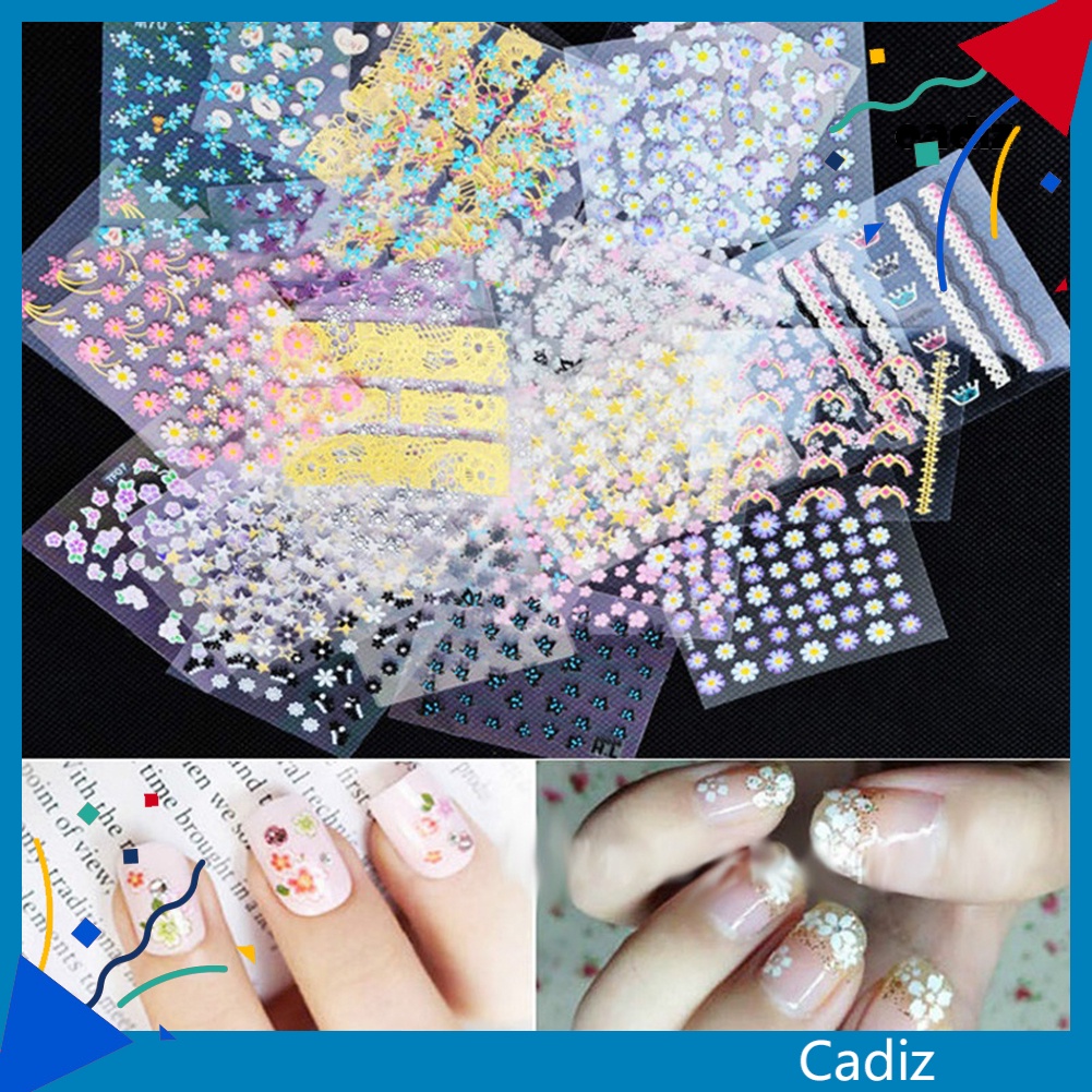 Bộ 10 Tấm Nhãn Dán Trang Trí Móng Nghệ Thuật Họa Tiết Hoa Thời Trang DIY