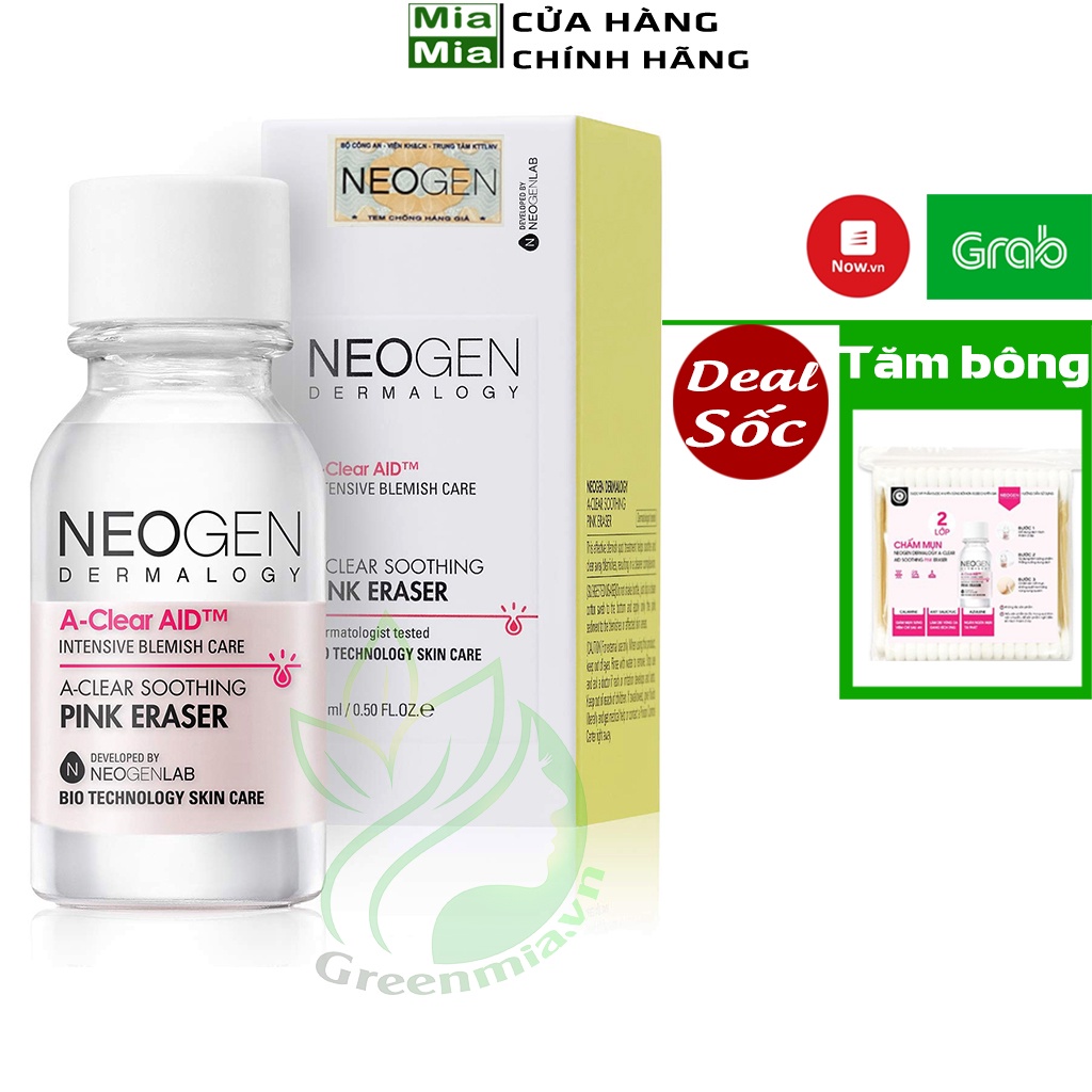 Chấm Mụn Neogen A-clear Soothing Pink Eraser 15ml Xẹp Mụn Sau 4 Giờ Giảm Xưng Đỏ Không Gây Kích Ứng Chống Nước Tốt