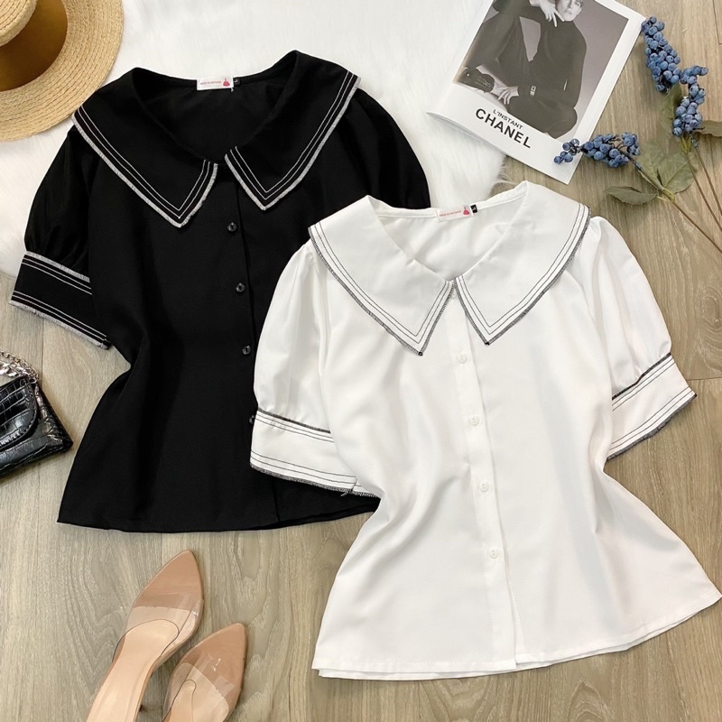 [Áo Bigsize] Áo lẻ bigsize, áo sơ mi bigsize kiểu cổ nhọn viền chỉ (có size 50 - 90kg) | BigBuy360 - bigbuy360.vn